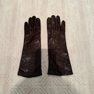 NEW Chocolate Brown Leather Gloves, S-M